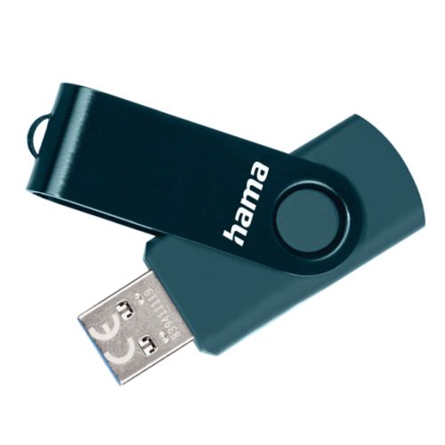 Hama Rotate 128GB USB 3.0 Flash Drive - Metal, Petrol Blue, 90MB/s Hama Rotate 128GB USB 3.0 Flash Drive - Metal, Petrol Blue, 90MB/s